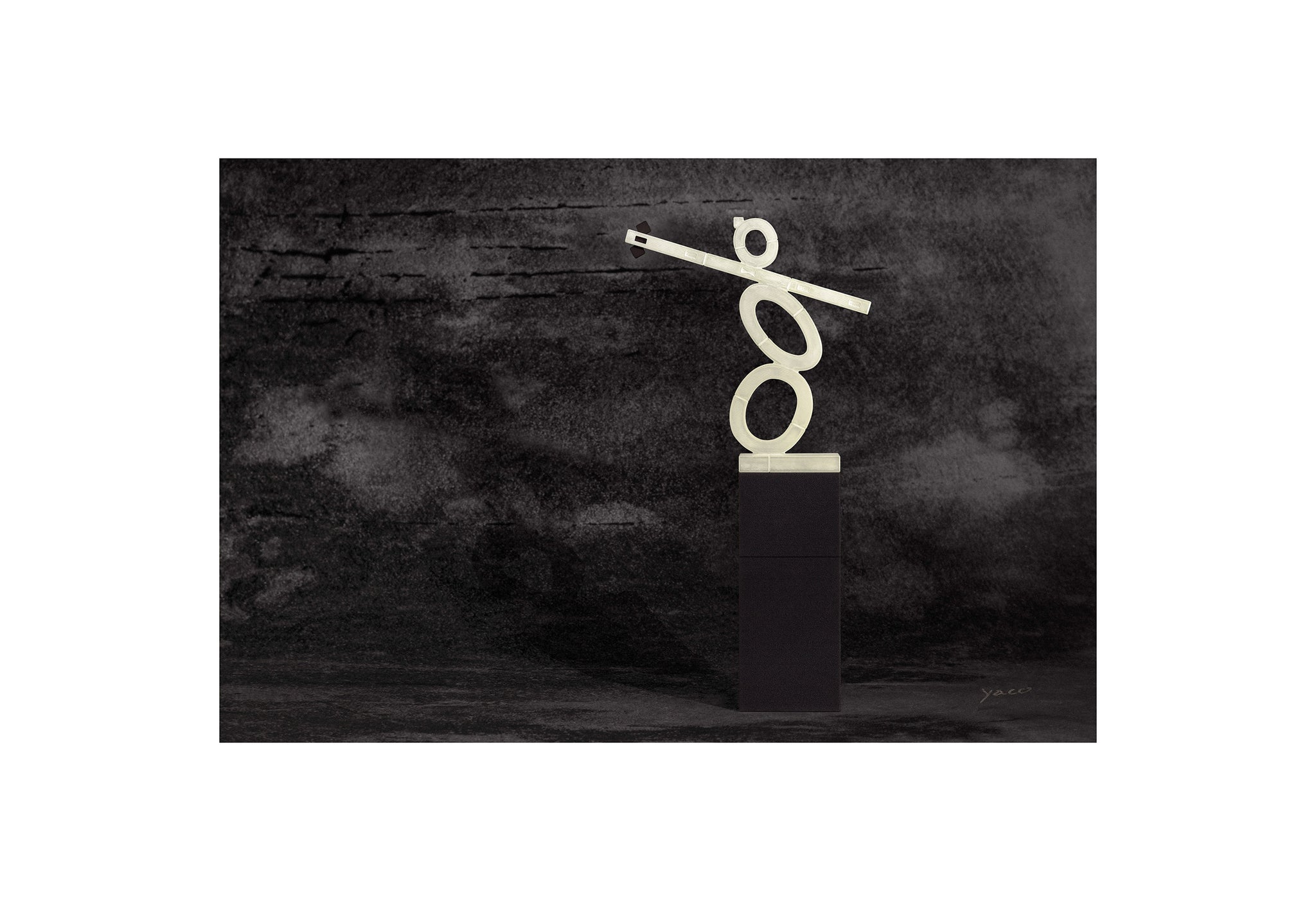 Poster Print - Fine detail statue with Black stage and crow