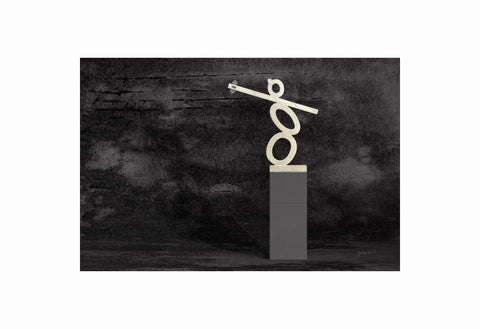 Poster Print - Fine detail statue with Gray stage and crow